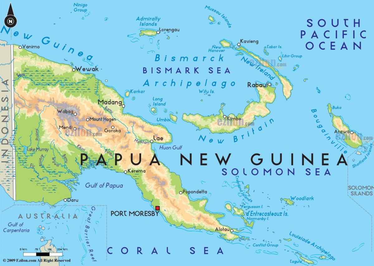 мапа на главниот град на папуа нова гвинеја