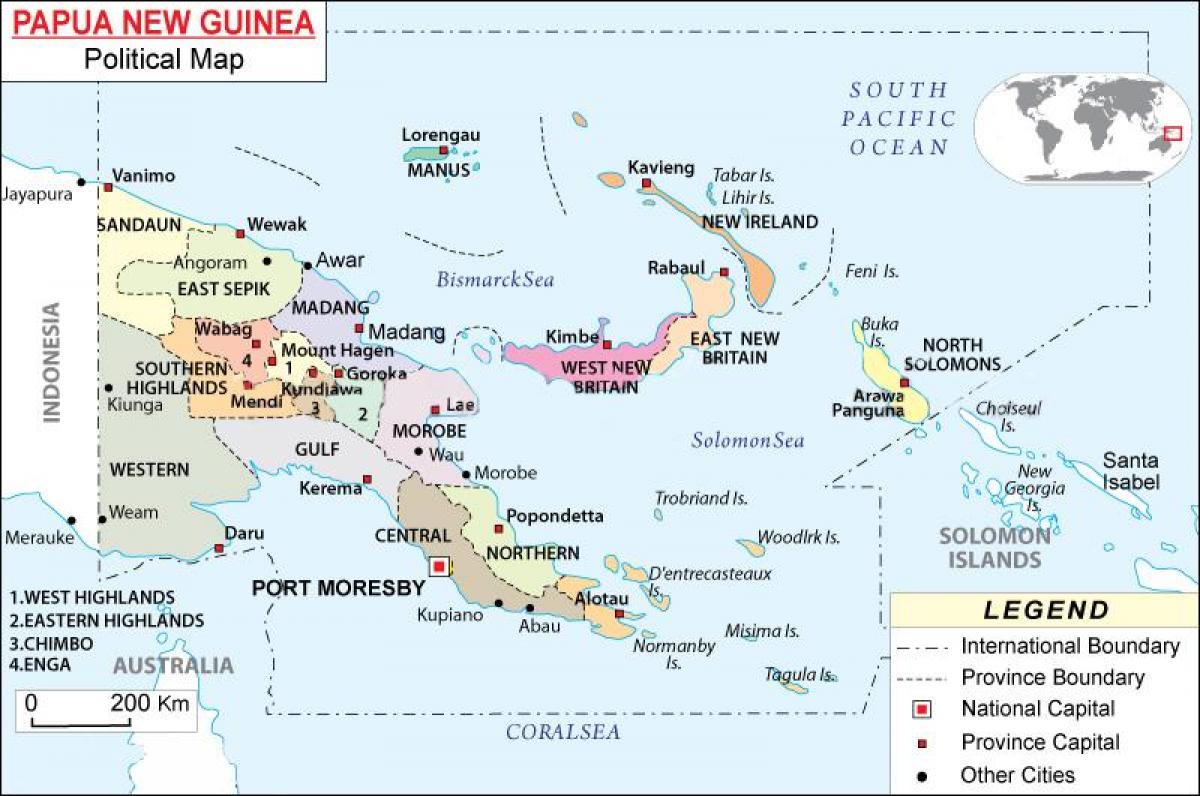 карта на папуа нова гвинеја провинции